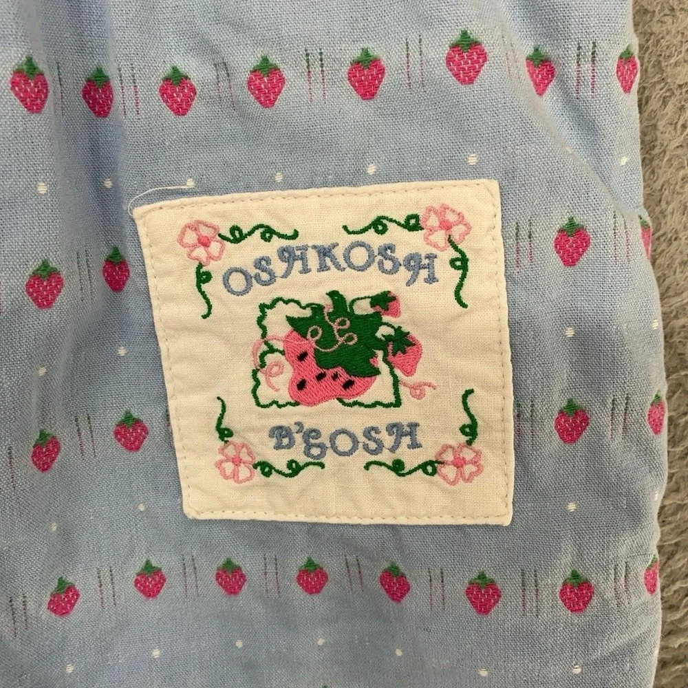 Vintage OshKosh B'gosh Overalls Girls 2T Strawberry Dot Print Vestbak 90s